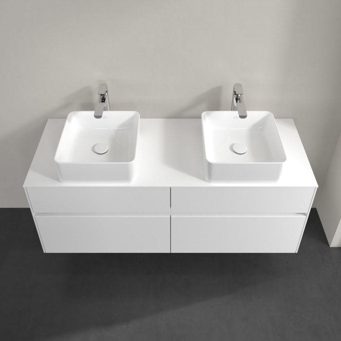 Villeroy & Boch Collaro Waschtischunterschrank 140 x 54,8 cm mit 4 Auszügen und LED Licht, für WT beidseitig