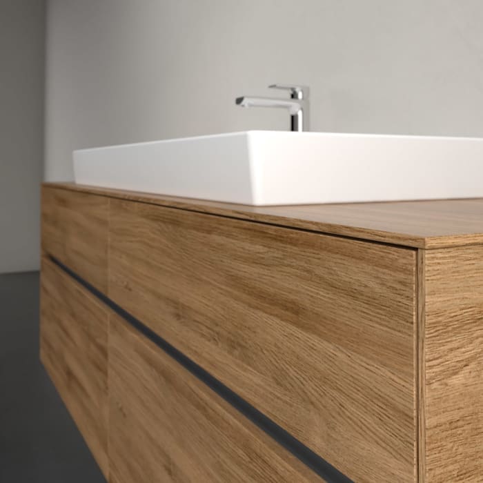 Villeroy & Boch Collaro Waschtischunterschrank 160 x 54,8 cm mit 4 Auszügen und LED Licht, für WT mittig