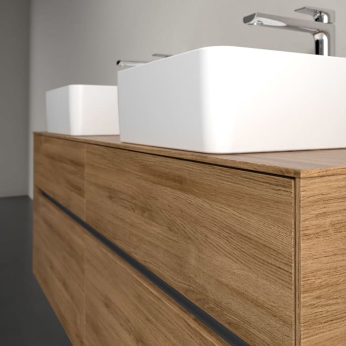 Villeroy & Boch Collaro Waschtischunterschrank 140 x 54,8 cm mit 4 Auszügen und LED Licht, für WT beidseitig