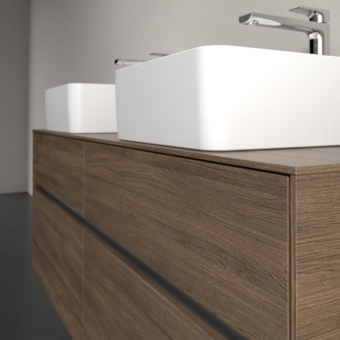 Villeroy & Boch Collaro Waschtischunterschrank 140 x 54,8 cm mit 4 Auszügen und LED Licht, für WT beidseitig