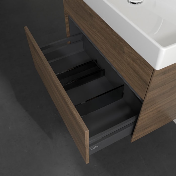 Villeroy & Boch Collaro Waschtischunterschrank 75,4 x 54,6 cm mit 2 Auszügen und LED Licht