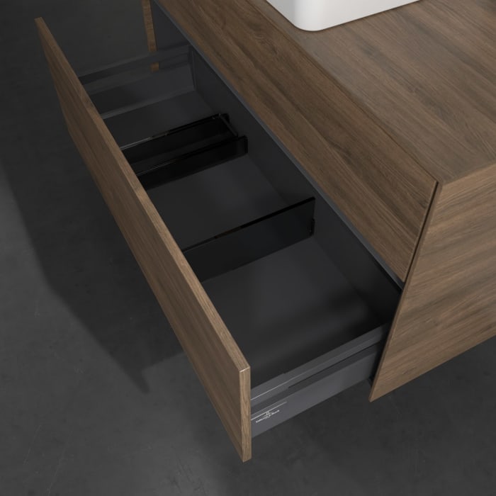 Villeroy & Boch Collaro Waschtischunterschrank 100 x 54,8 cm mit 2 Auszügen und LED Licht, für WT mittig