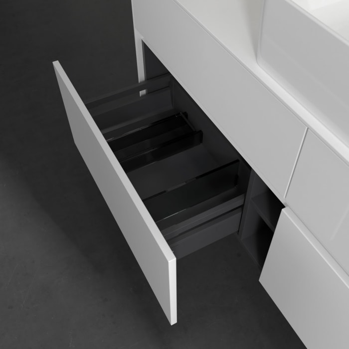 Villeroy & Boch Collaro Waschtischunterschrank 140 x 54,8 cm mit 4 Auszügen und LED Licht, für WT mittig