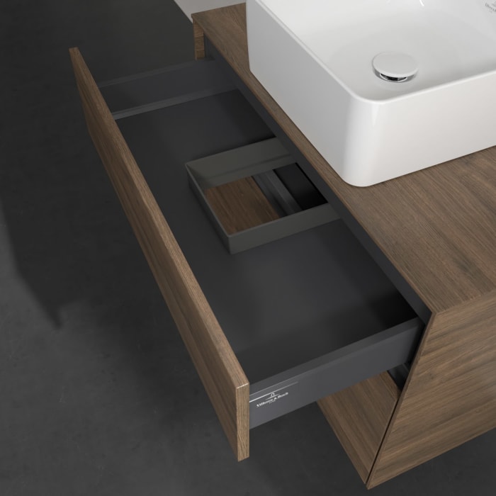 Villeroy & Boch Collaro Waschtischunterschrank 80 x 54,8 cm mit 2 Auszügen und LED Licht, für WT mittig