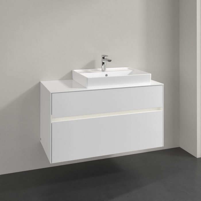 Villeroy & Boch Collaro Waschtischunterschrank 100 x 54,8 cm mit 2 Auszügen und LED Licht, für WT rechts