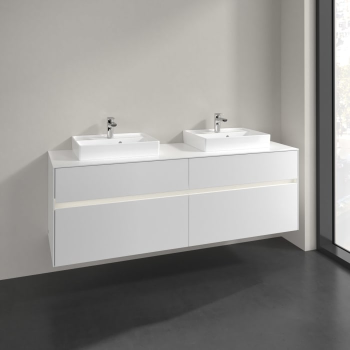 Villeroy & Boch Collaro Waschtischunterschrank 160 x 54,8 cm mit 4 Auszügen und LED Licht, für WT beidseitig