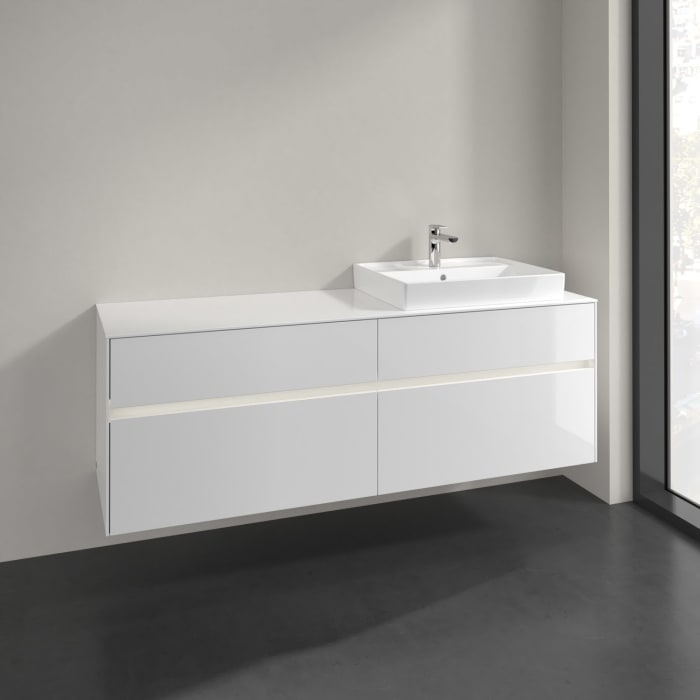 Villeroy & Boch Collaro Waschtischunterschrank 160 x 54,8 cm mit 4 Auszügen und LED Licht, für WT rechts