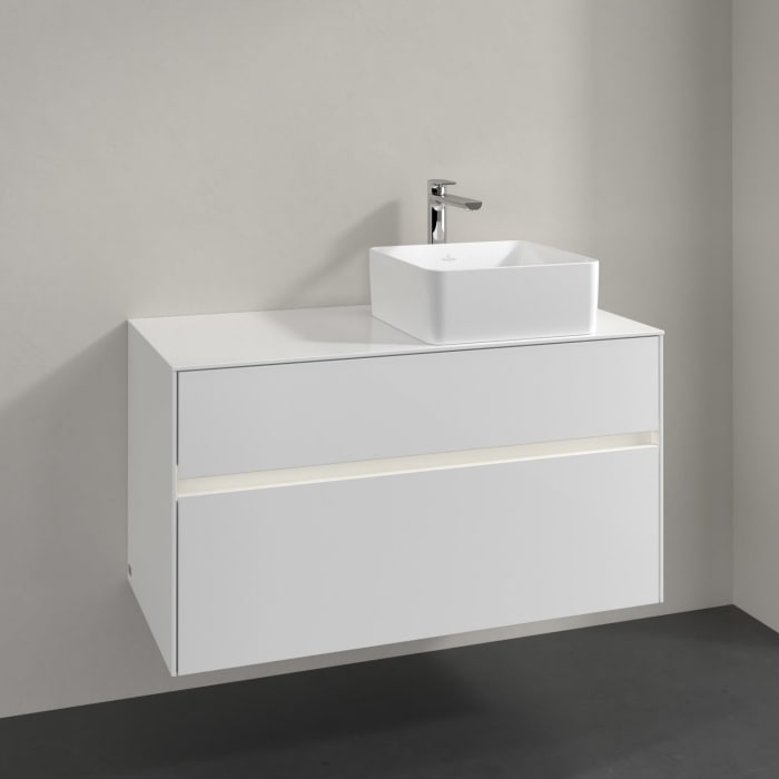 Villeroy & Boch Collaro Waschtischunterschrank 100 x 54,8 cm mit 2 Auszügen und LED Licht, für WT rechts