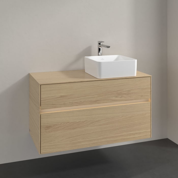 Villeroy & Boch Collaro Waschtischunterschrank 100 x 54,8 cm mit 2 Auszügen und LED Licht, für WT rechts