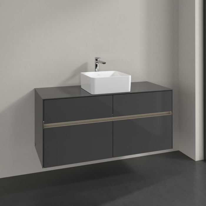 Villeroy & Boch Collaro Waschtischunterschrank 120 x 54,8 cm mit 4 Auszügen und LED Licht, für WT mittig