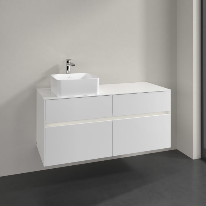 Villeroy & Boch Collaro Waschtischunterschrank 120 x 54,8 cm mit 4 Auszügen und LED Licht, für WT links