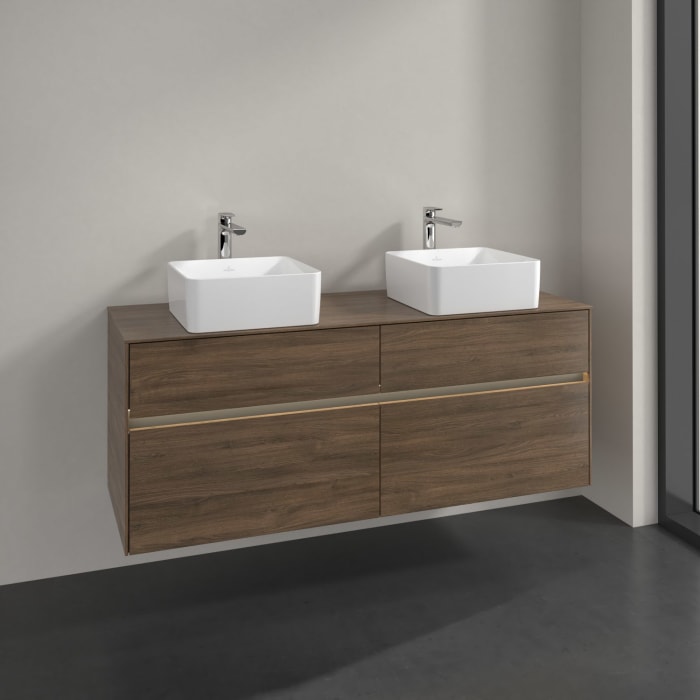 Villeroy & Boch Collaro Waschtischunterschrank 140 x 54,8 cm mit 4 Auszügen und LED Licht, für WT beidseitig