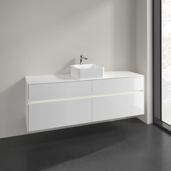 Villeroy & Boch Collaro Waschtischunterschrank 160 x 54,8 cm mit 4 Auszügen und LED Licht, für WT mittig