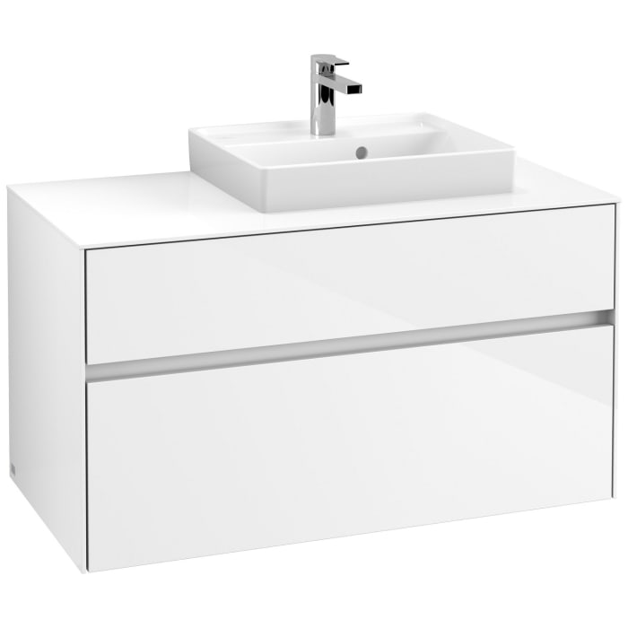 Villeroy & Boch Collaro Waschtischunterschrank 100 x 54,8 cm mit 2 Auszügen und LED Licht, für WT rechts