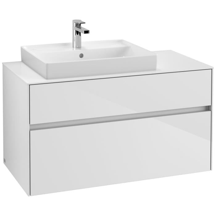 Villeroy & Boch Collaro Waschtischunterschrank 100 x 54,8 cm mit 2 Auszügen und LED Licht, für WT links