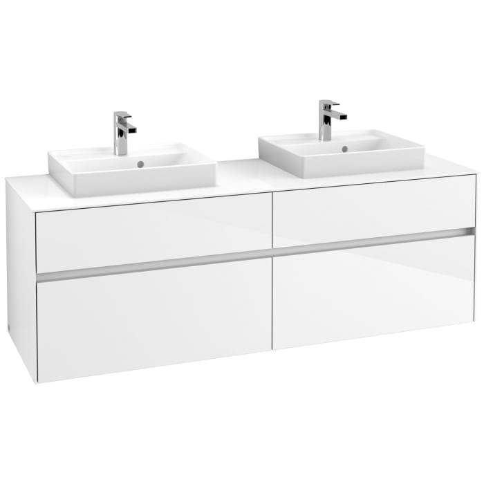 Villeroy & Boch Collaro Waschtischunterschrank 160 x 54,8 cm mit 4 Auszügen und LED Licht, für WT beidseitig
