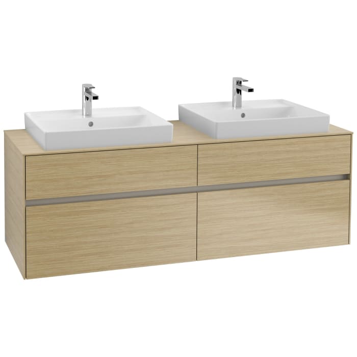 Villeroy & Boch Collaro Waschtischunterschrank 160 x 54,8 cm mit 4 Auszügen und LED Licht, für WT beidseitig
