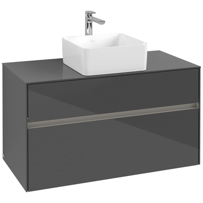 Villeroy & Boch Collaro Waschtischunterschrank 100 x 54,8 cm mit 2 Auszügen und LED Licht, für WT mittig