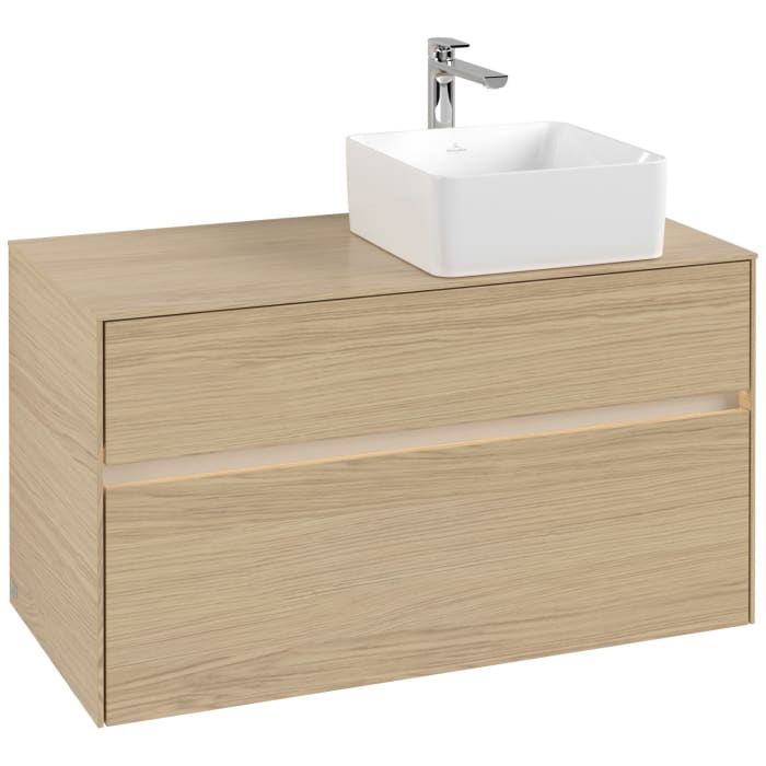 Villeroy & Boch Collaro Waschtischunterschrank 100 x 54,8 cm mit 2 Auszügen und LED Licht, für WT rechts