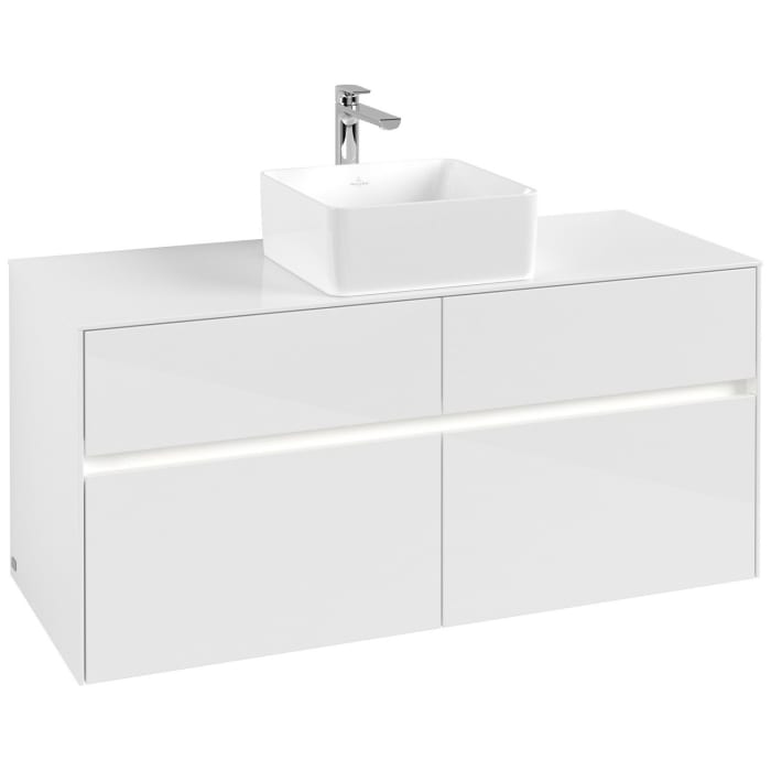 Villeroy & Boch Collaro Waschtischunterschrank 120 x 54,8 cm mit 4 Auszügen und LED Licht, für WT mittig