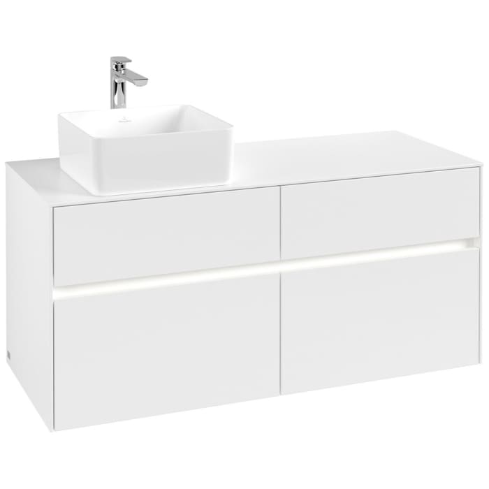 Villeroy & Boch Collaro Waschtischunterschrank 120 x 54,8 cm mit 4 Auszügen und LED Licht, für WT links
