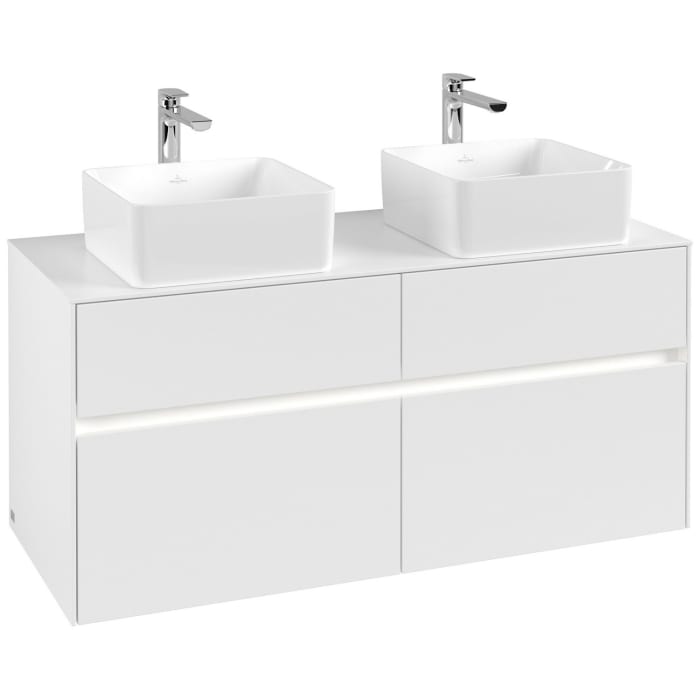 Villeroy & Boch Collaro Waschtischunterschrank 120 x 54,8 cm mit 4 Auszügen und LED Licht, für WT beidseitig