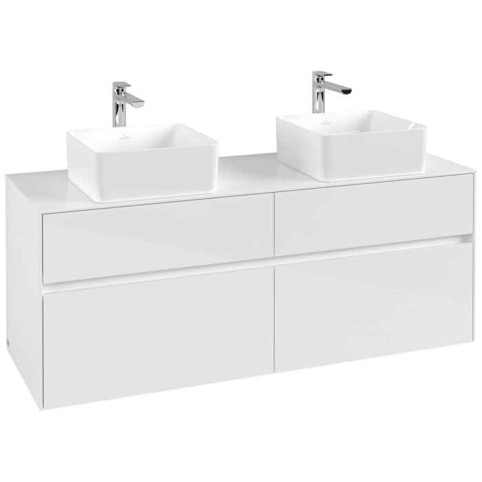 Villeroy & Boch Collaro Waschtischunterschrank 140 x 54,8 cm mit 4 Auszügen und LED Licht, für WT beidseitig