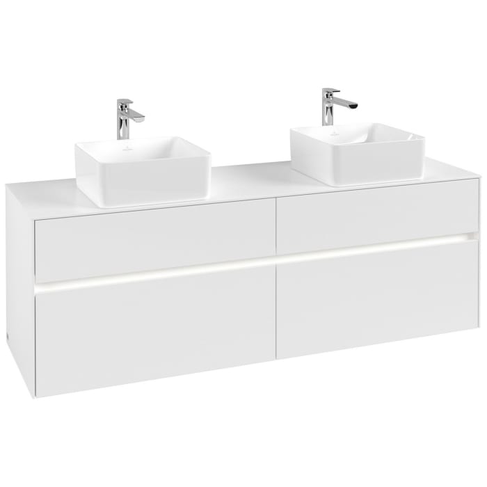 Villeroy & Boch Collaro Waschtischunterschrank 160 x 54,8 cm mit 4 Auszügen und LED Licht, für WT beidseitig