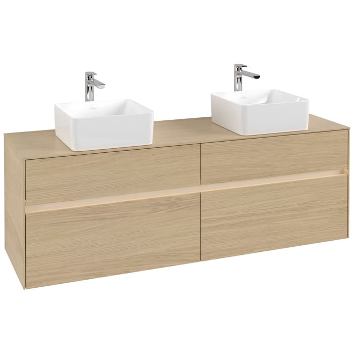 Villeroy & Boch Collaro Waschtischunterschrank 160 x 54,8 cm mit 4 Auszügen und LED Licht, für WT beidseitig