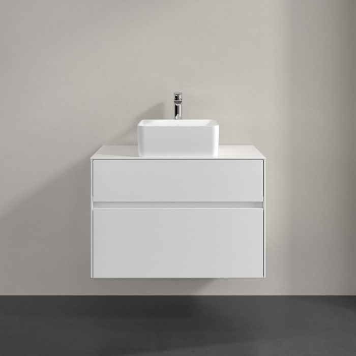 Villeroy & Boch Collaro Waschtischunterschrank 80 x 54,8 cm mit 2 Auszügen und LED Licht, für WT mittig