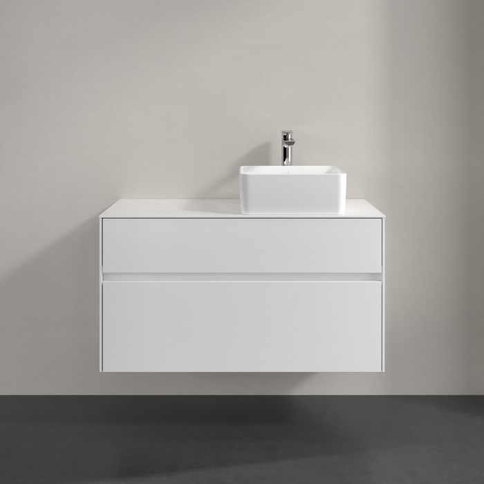 Villeroy & Boch Collaro Waschtischunterschrank 100 x 54,8 cm mit 2 Auszügen und LED Licht, für WT rechts