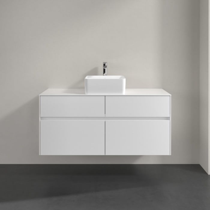 Villeroy & Boch Collaro Waschtischunterschrank 120 x 54,8 cm mit 4 Auszügen und LED Licht, für WT mittig