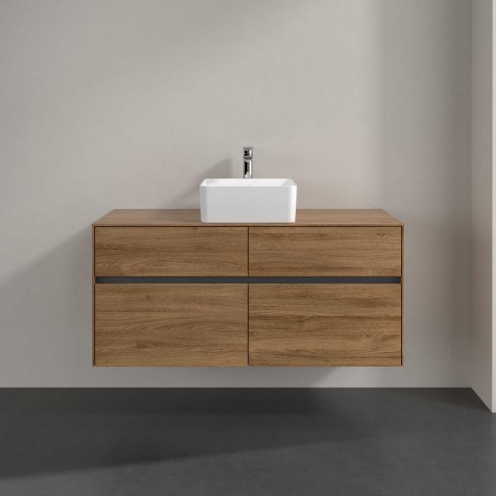 Villeroy & Boch Collaro Waschtischunterschrank 120 x 54,8 cm mit 4 Auszügen und LED Licht, für WT mittig