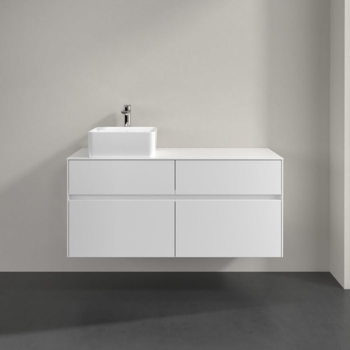 Villeroy & Boch Collaro Waschtischunterschrank 120 x 54,8 cm mit 4 Auszügen und LED Licht, für WT links