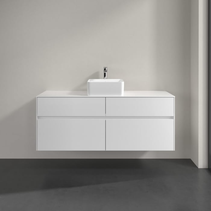 Villeroy & Boch Collaro Waschtischunterschrank 140 x 54,8 cm mit 4 Auszügen und LED Licht, für WT mittig