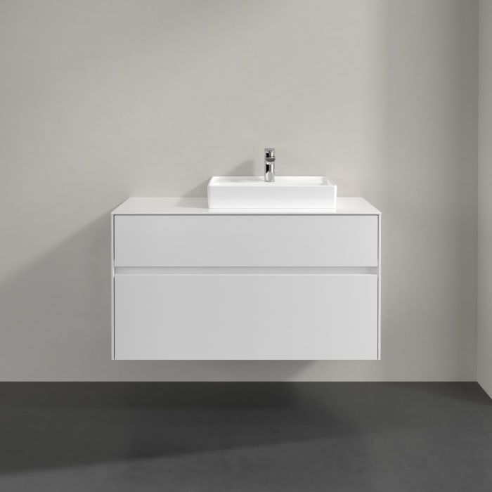 Villeroy & Boch Collaro Waschtischunterschrank 100 x 54,8 cm mit 2 Auszügen und LED Licht, für WT rechts