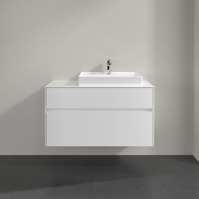Villeroy & Boch Collaro Waschtischunterschrank 100 x 54,8 cm mit 2 Auszügen und LED Licht, für WT rechts