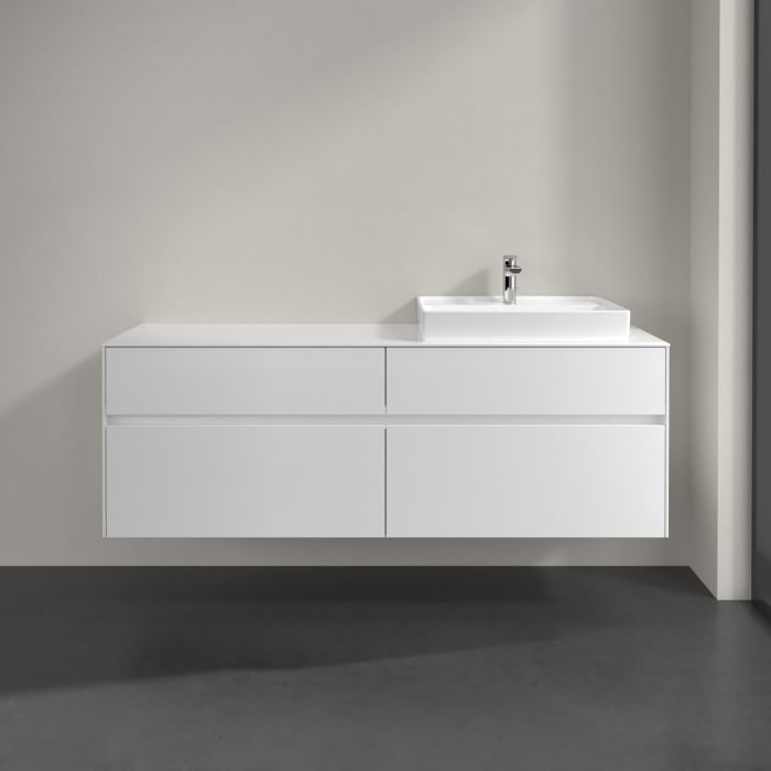 Villeroy & Boch Collaro Waschtischunterschrank 160 x 54,8 cm mit 4 Auszügen und LED Licht, für WT rechts