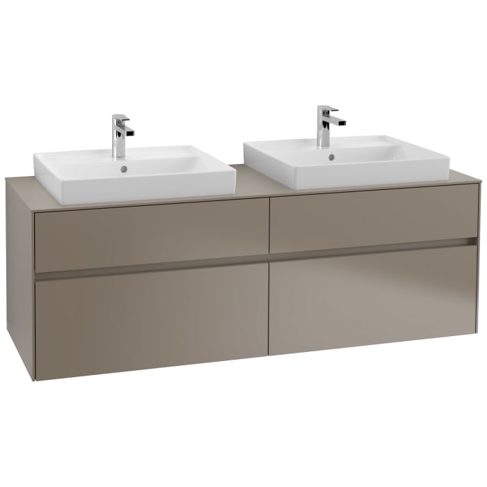 Villeroy & Boch Collaro Waschtischunterschrank 160 x 54,8 cm mit 4 Auszügen und LED Licht, für WT beidseitig ohne Ausschnitt