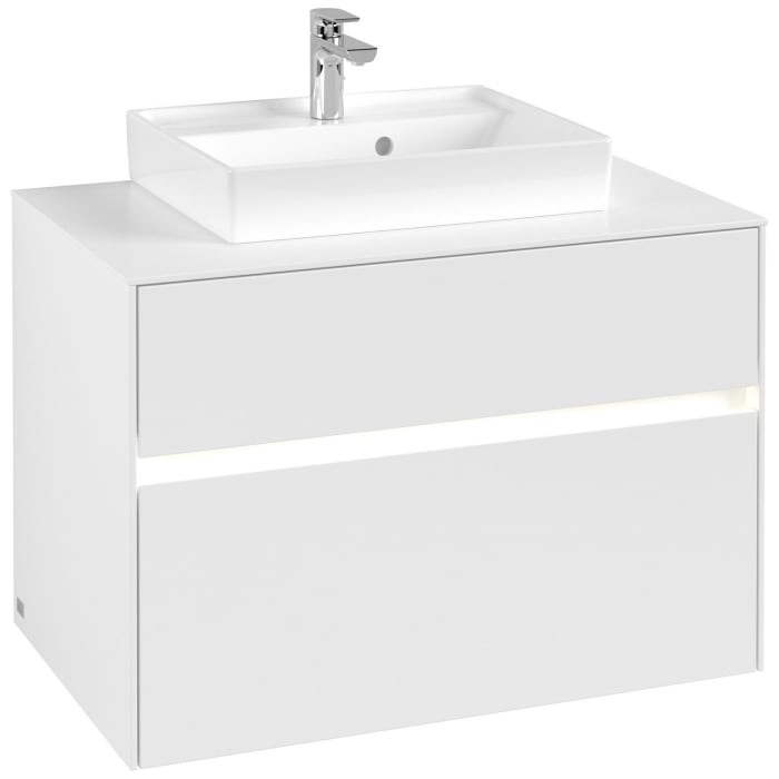 Villeroy & Boch Collaro Waschtischunterschrank 80 x 54,8 cm mit 2 Auszügen und LED Licht, für WT mittig