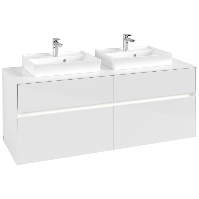Villeroy & Boch Collaro Waschtischunterschrank 140 x 54,8 cm mit 4 Auszügen und LED Licht, für WT beidseitig