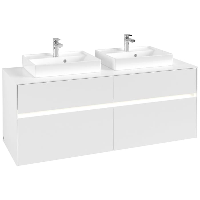 Villeroy & Boch Collaro Waschtischunterschrank 140 x 54,8 cm mit 4 Auszügen und LED Licht, für WT beidseitig
