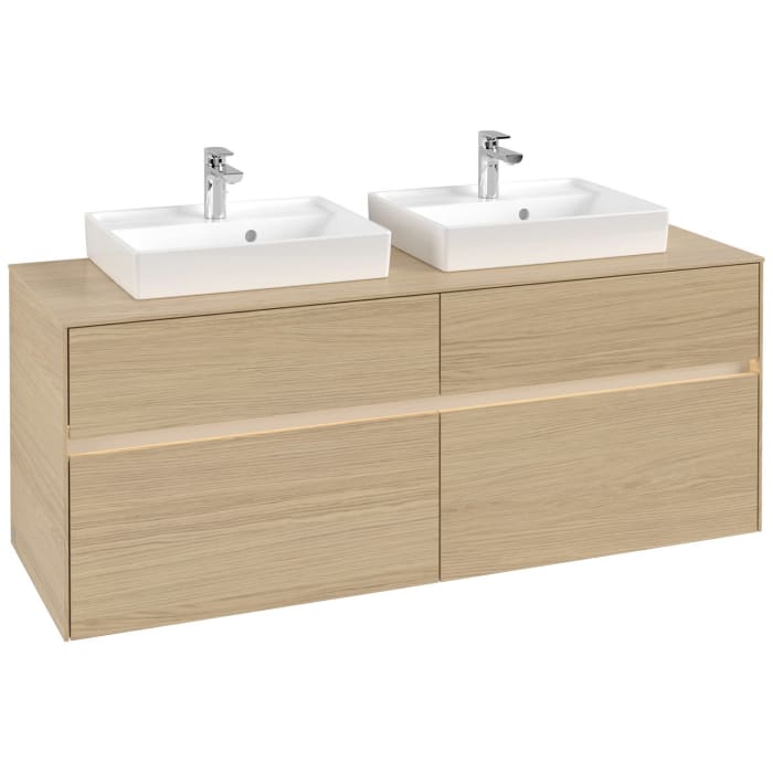 Villeroy & Boch Collaro Waschtischunterschrank 140 x 54,8 cm mit 4 Auszügen und LED Licht, für WT beidseitig