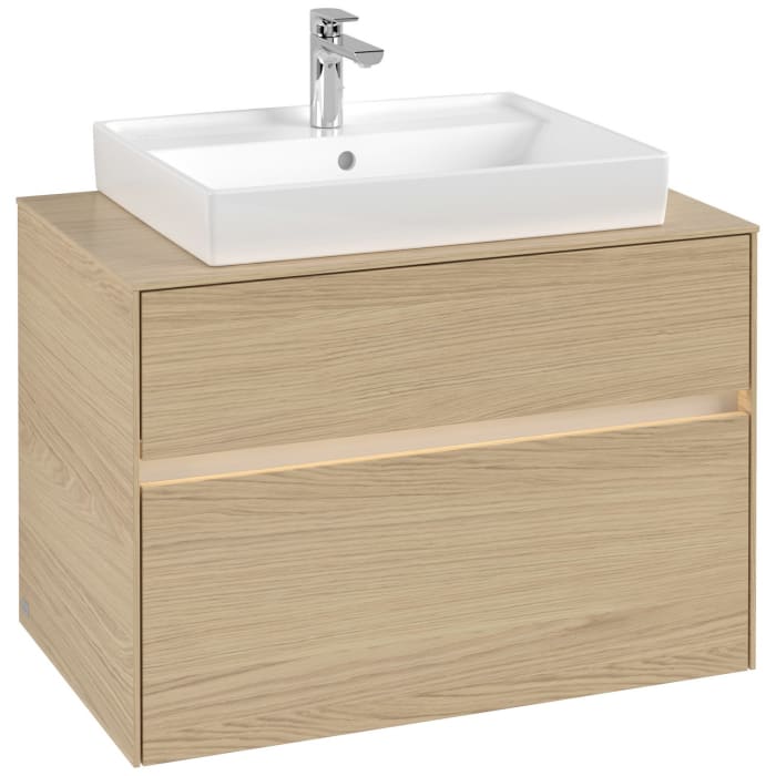 Villeroy & Boch Collaro Waschtischunterschrank 80 x 54,8 cm mit 2 Auszügen und LED Licht, für WT mittig