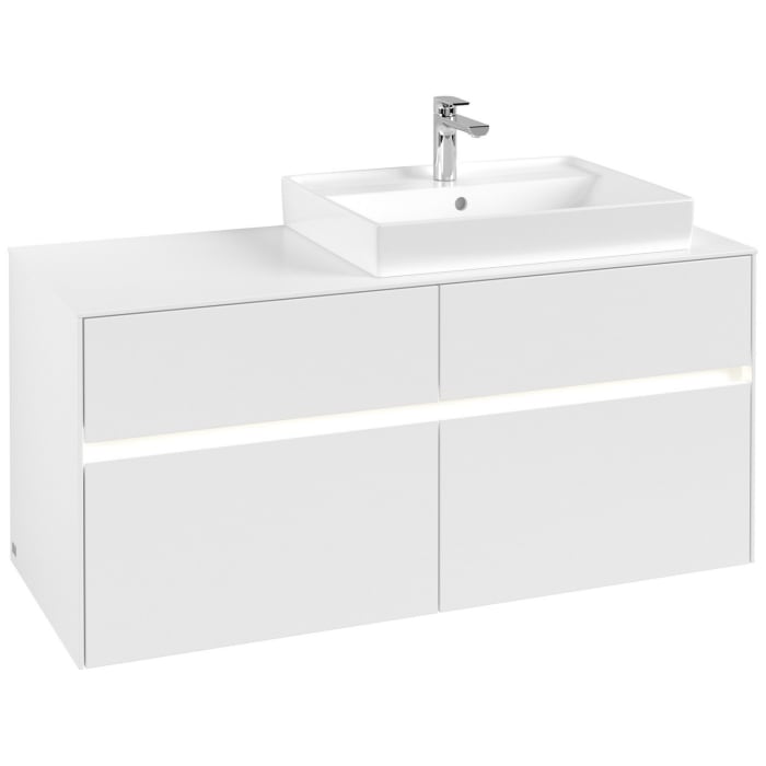 Villeroy & Boch Collaro Waschtischunterschrank 120 x 54,8 cm mit 4 Auszügen und LED Licht, für WT rechts