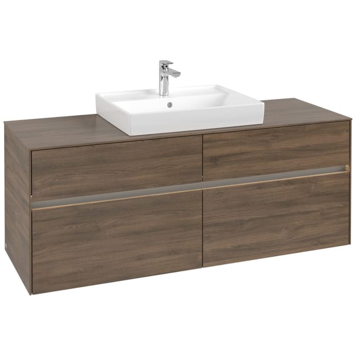 Villeroy & Boch Collaro Waschtischunterschrank 140 x 54,8 cm mit 4 Auszügen und LED Licht, für WT mittig