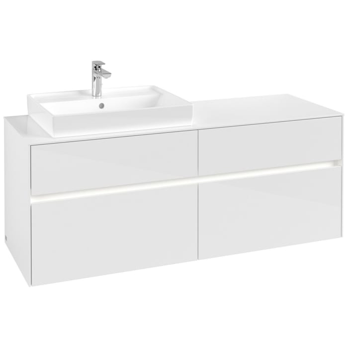 Villeroy & Boch Collaro Waschtischunterschrank 140 x 54,8 cm mit 4 Auszügen und LED Licht, für WT links