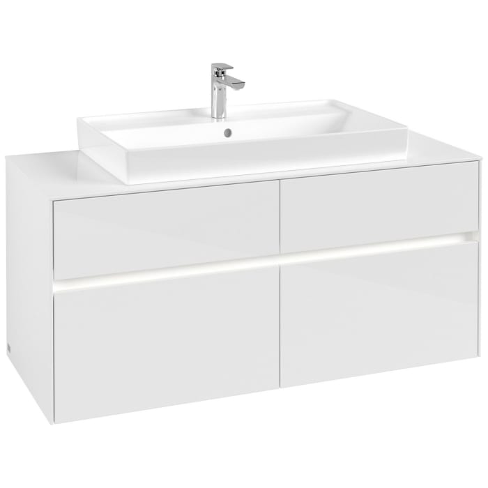 Villeroy & Boch Collaro Waschtischunterschrank 120 x 54,8 cm mit 4 Auszügen und LED Licht, für WT mittig