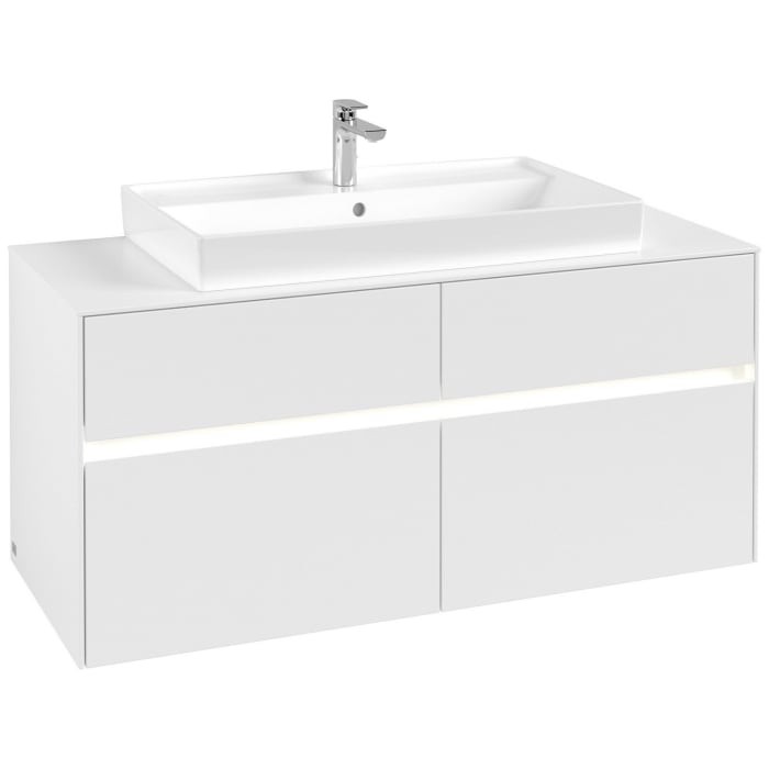 Villeroy & Boch Collaro Waschtischunterschrank 120 x 54,8 cm mit 4 Auszügen und LED Licht, für WT mittig