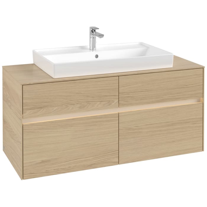 Villeroy & Boch Collaro Waschtischunterschrank 120 x 54,8 cm mit 4 Auszügen und LED Licht, für WT mittig